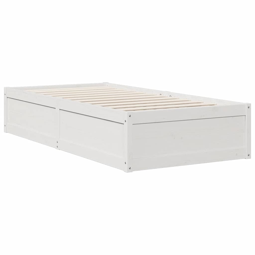 vidaXL Cama con estantería sin colchón madera maciza blanca 100x200 cm