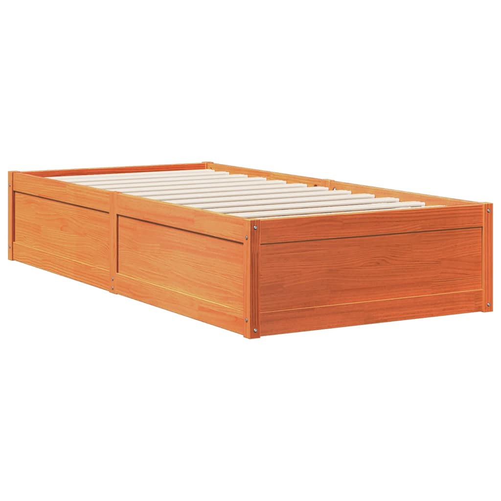 vidaXL Cama con estantería sin colchón madera maciza marrón 100x200 cm