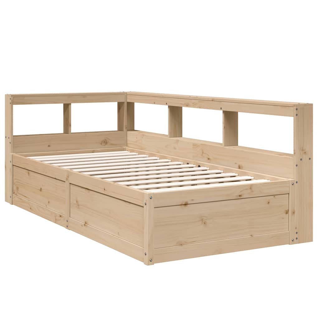 vidaXL Cama con estantería sin colchón madera maciza de pino 90x200 cm