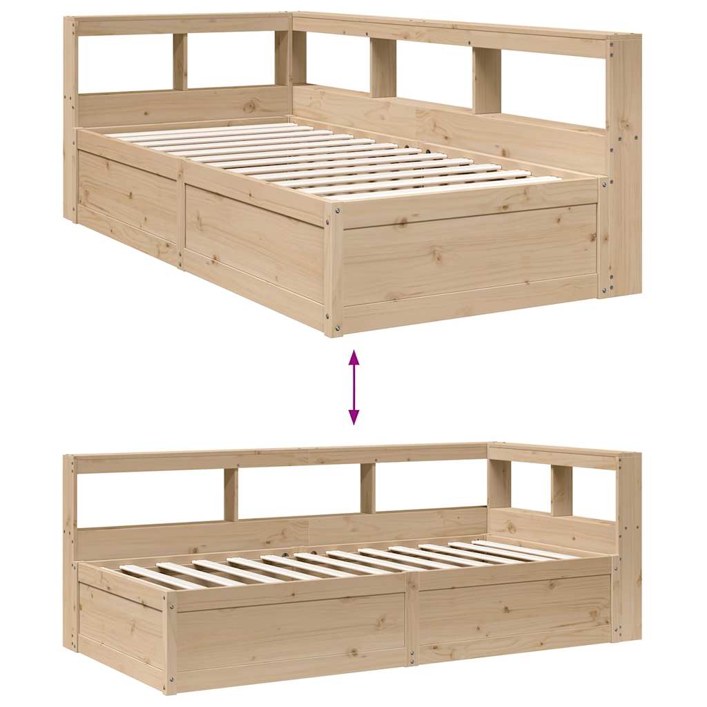 vidaXL Cama con estantería sin colchón madera maciza de pino 90x200 cm