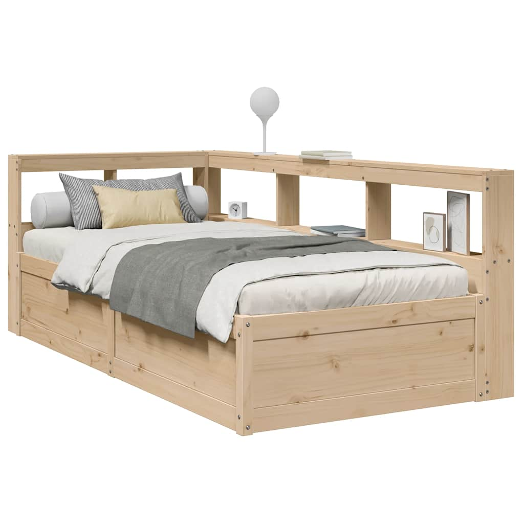 vidaXL Cama con estantería sin colchón madera maciza de pino 90x200 cm