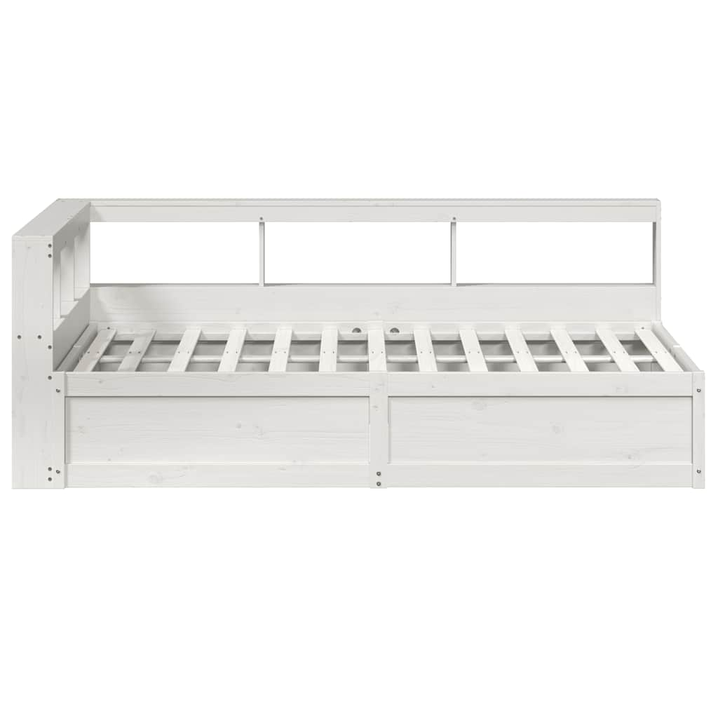 vidaXL Cama con estantería sin colchón madera maciza blanca 140x190 cm