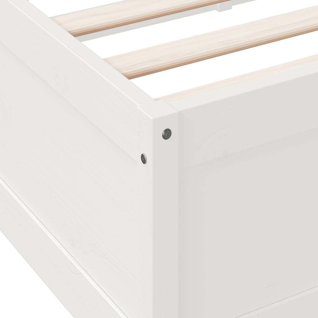 vidaXL Cama con estantería sin colchón madera maciza blanca 140x190 cm