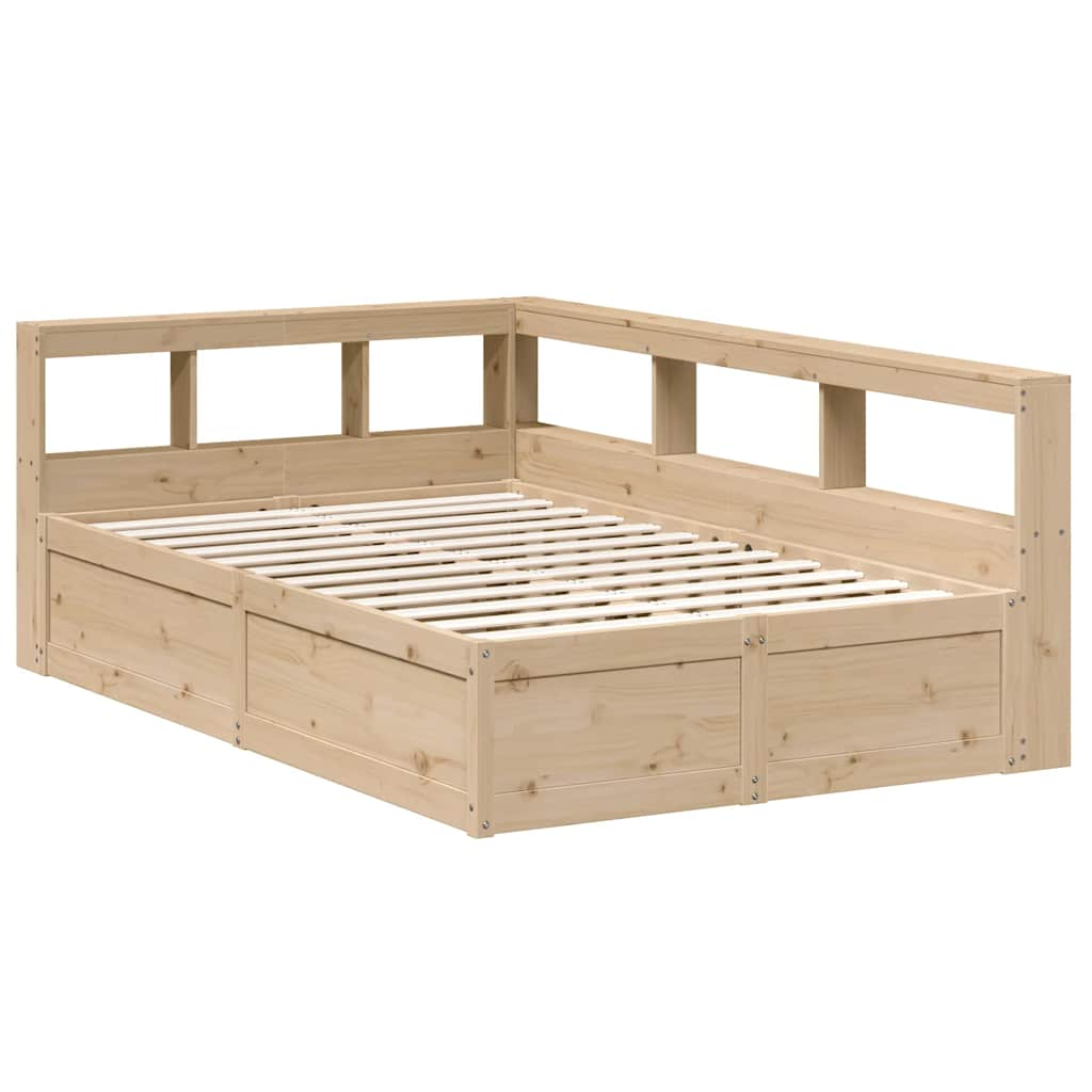 vidaXL Cama con estantería sin colchón madera maciza de pino 135x190cm