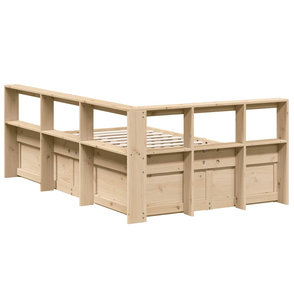 vidaXL Cama con estantería sin colchón madera maciza de pino 135x190cm