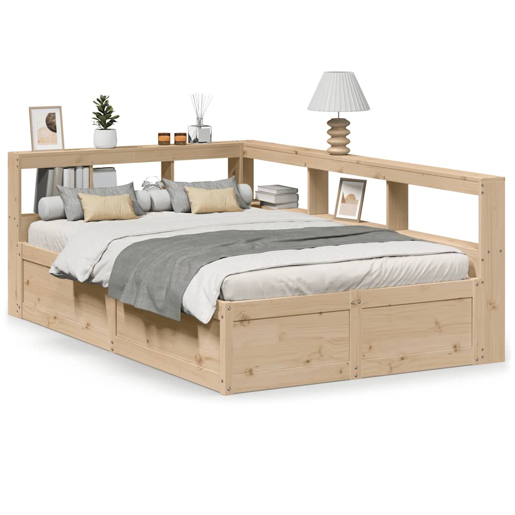 vidaXL Cama con estantería sin colchón madera maciza de pino 120x190cm