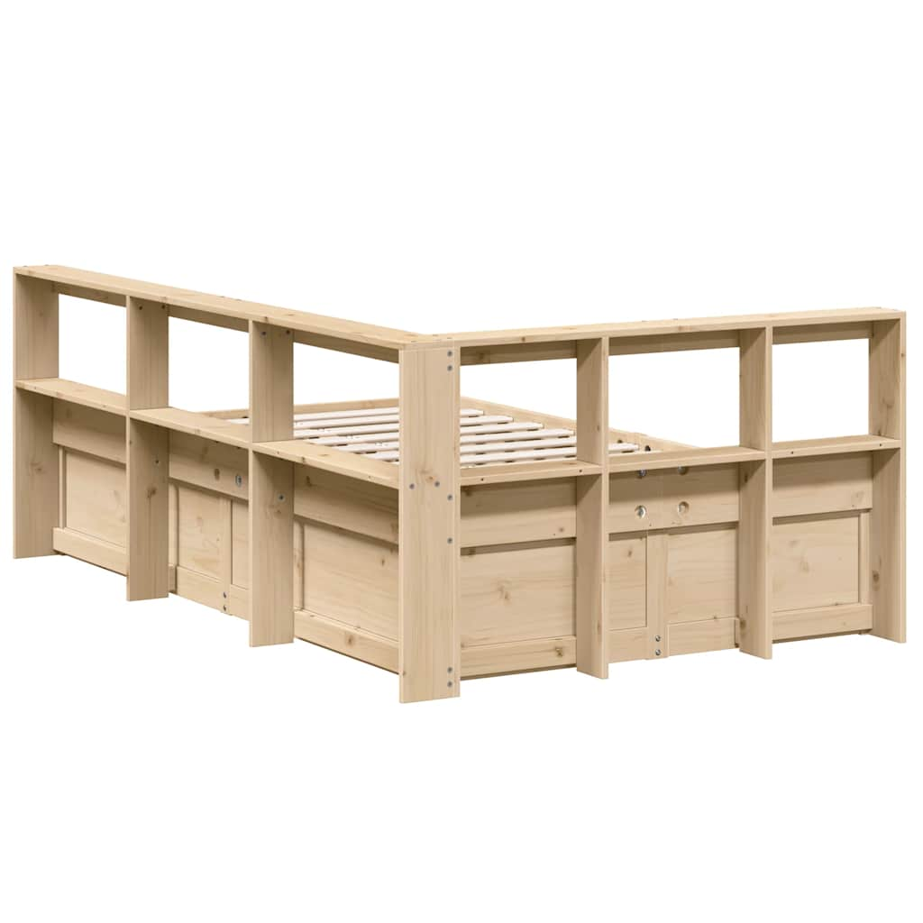 vidaXL Cama con estantería sin colchón madera maciza de pino 120x190cm