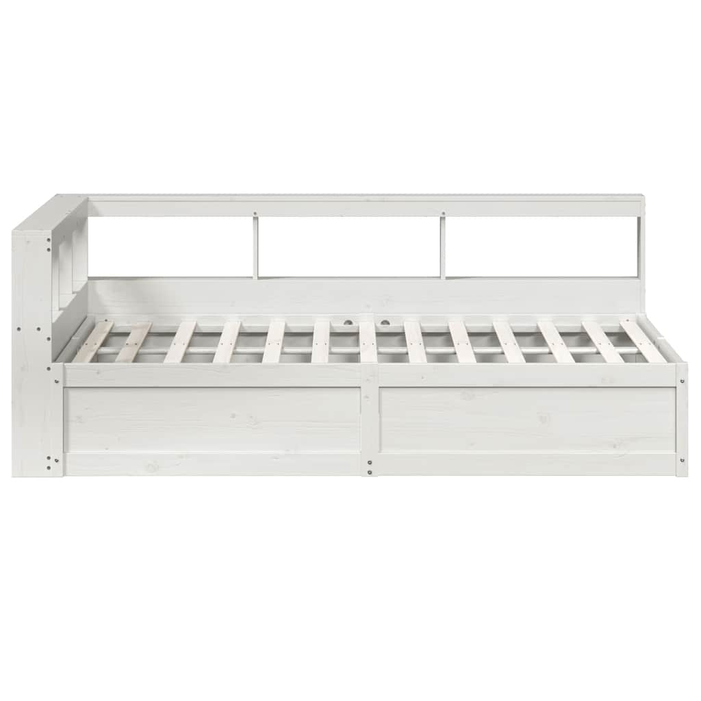 vidaXL Cama con estantería sin colchón madera maciza blanca 120x190 cm