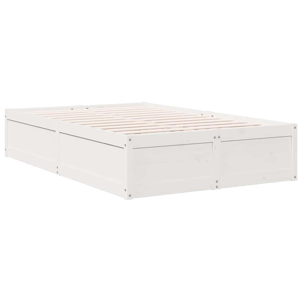 vidaXL Cama con estantería sin colchón madera maciza blanca 120x190 cm