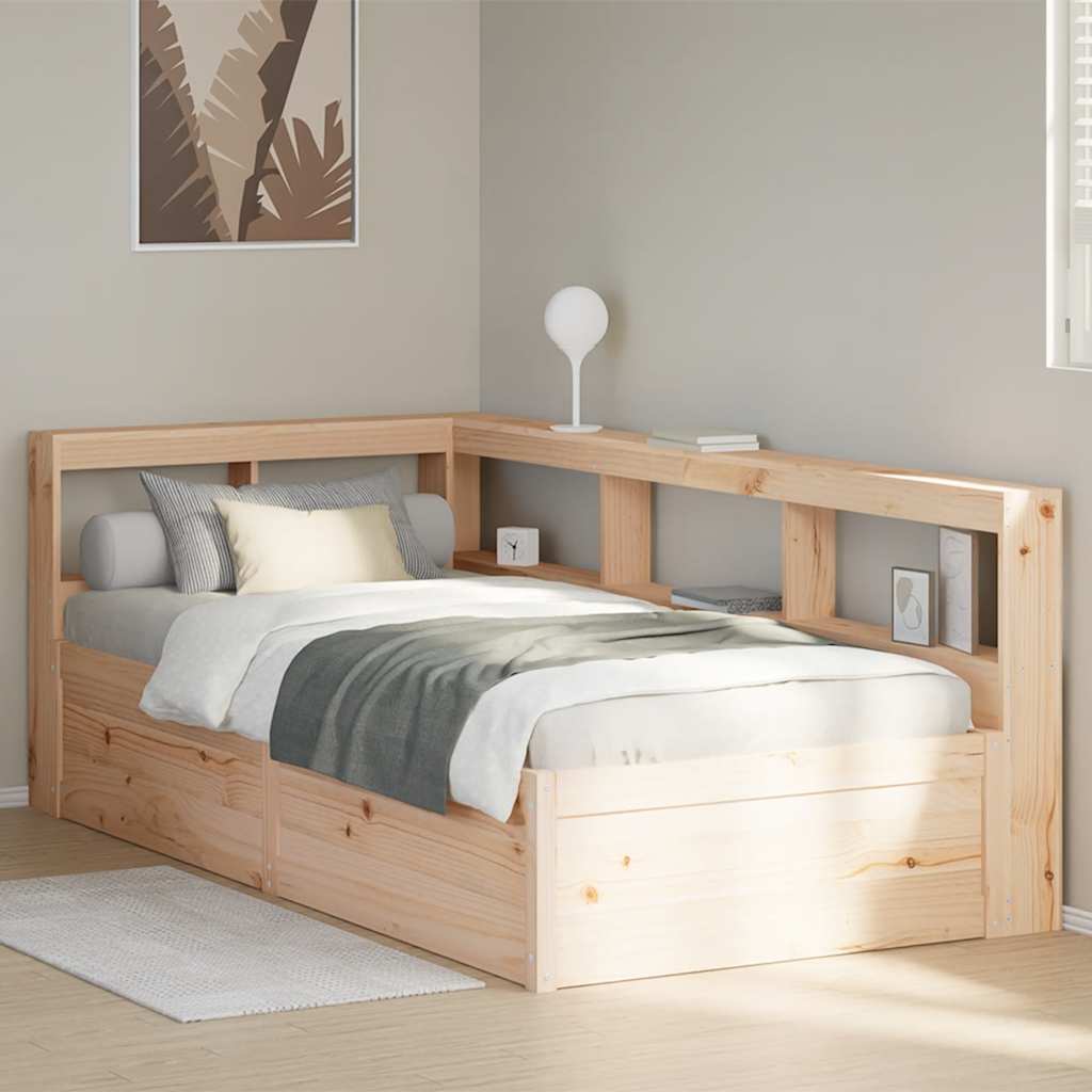 vidaXL Cama con estantería sin colchón madera maciza de pino 90x190 cm