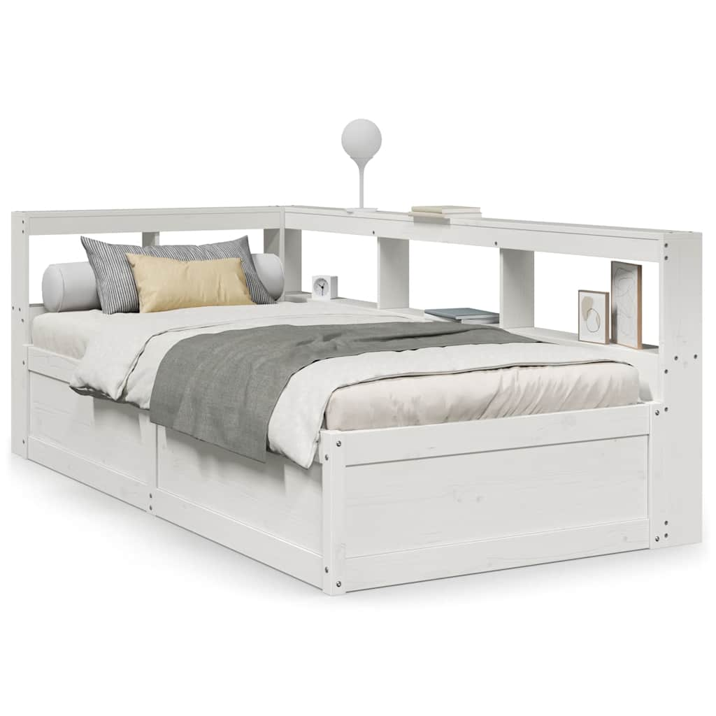 vidaXL Cama con estantería sin colchón madera maciza de pino 90x190 cm