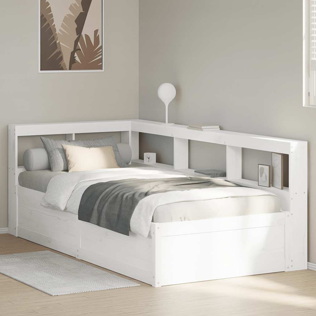 vidaXL Cama con estantería sin colchón madera maciza de pino 90x190 cm