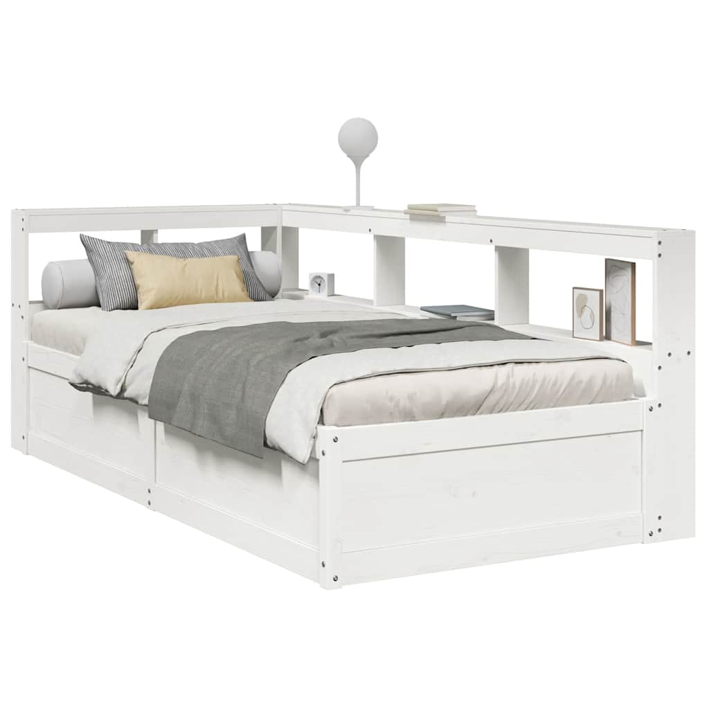 vidaXL Cama con estantería sin colchón madera maciza de pino 90x190 cm