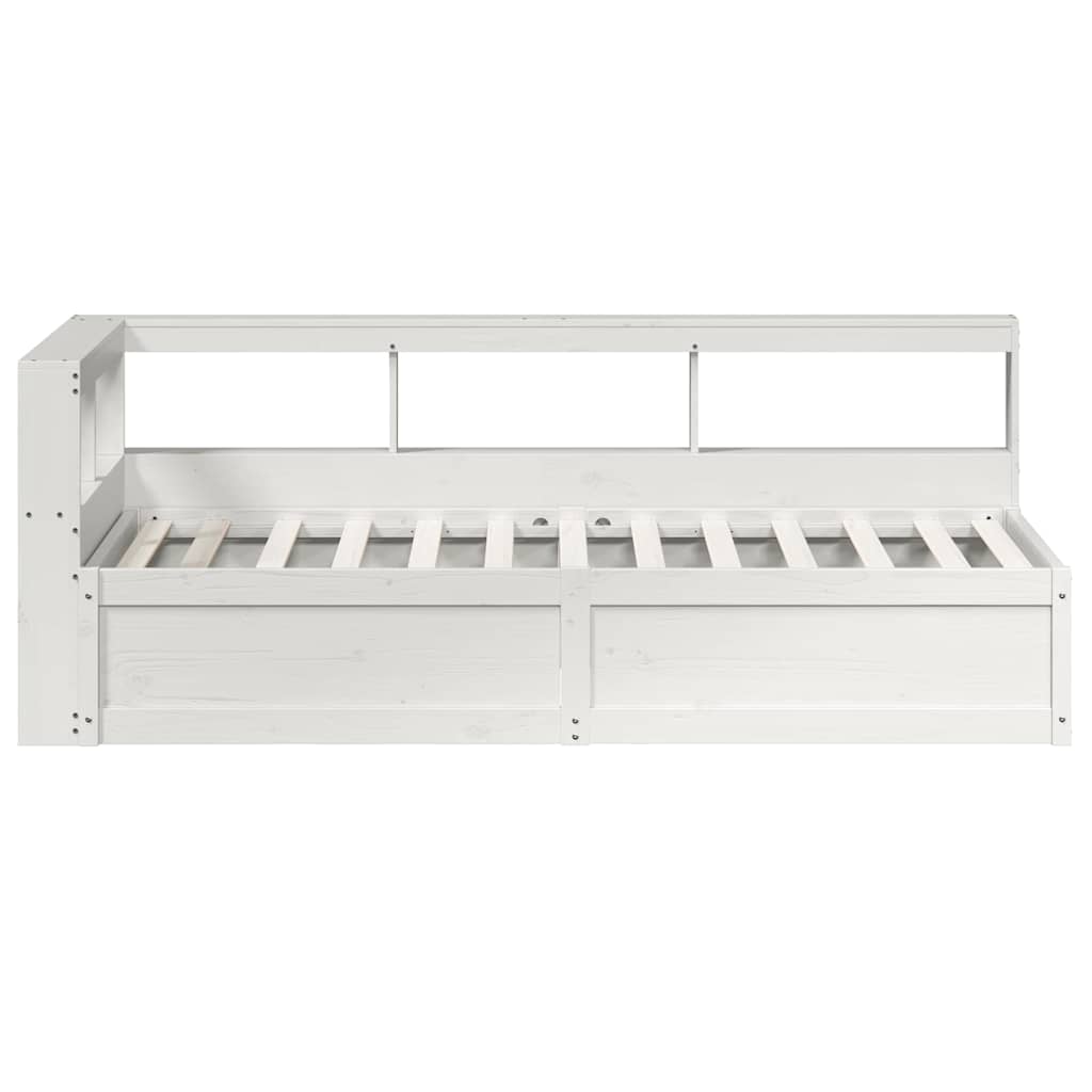 vidaXL Cama con estantería sin colchón madera maciza blanca 75x190 cm