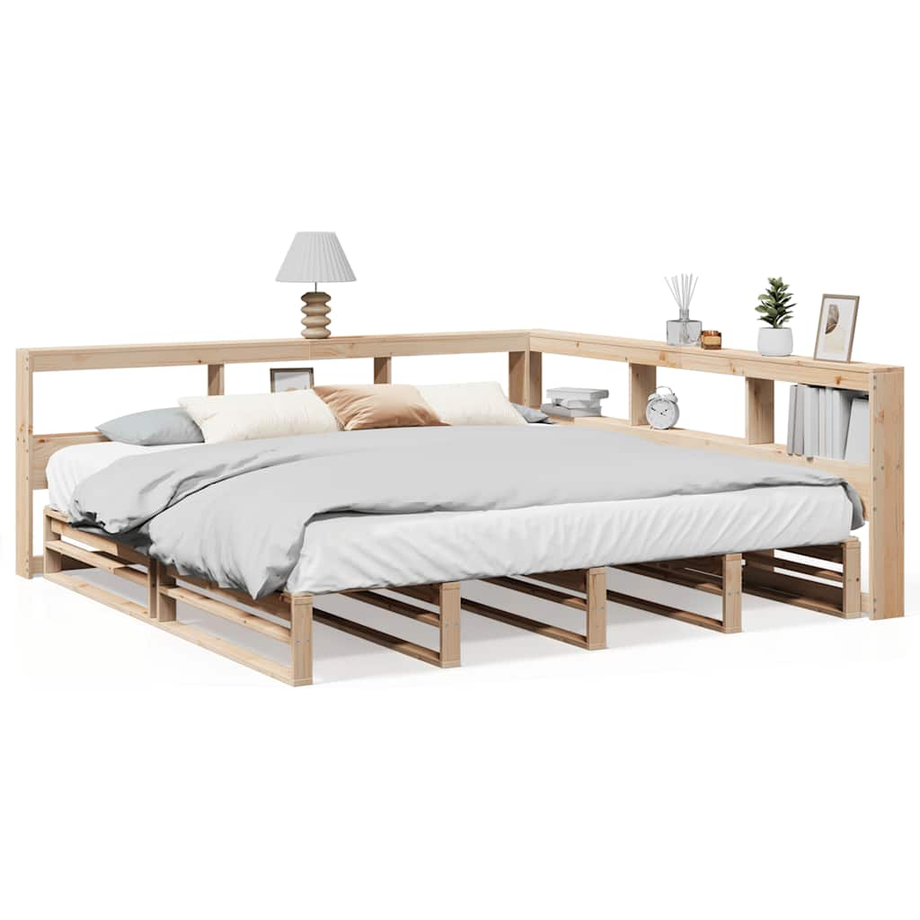 vidaXL Cama con estantería sin colchón madera maciza de pino 200x200cm