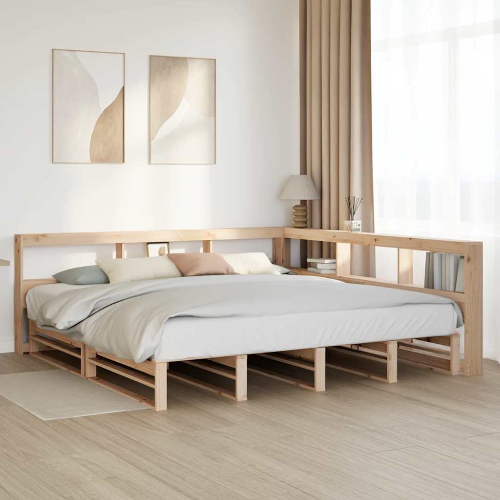 vidaXL Cama con estantería sin colchón madera maciza de pino 200x200cm