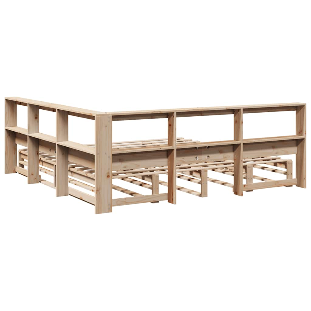 vidaXL Cama con estantería sin colchón madera maciza de pino 200x200cm