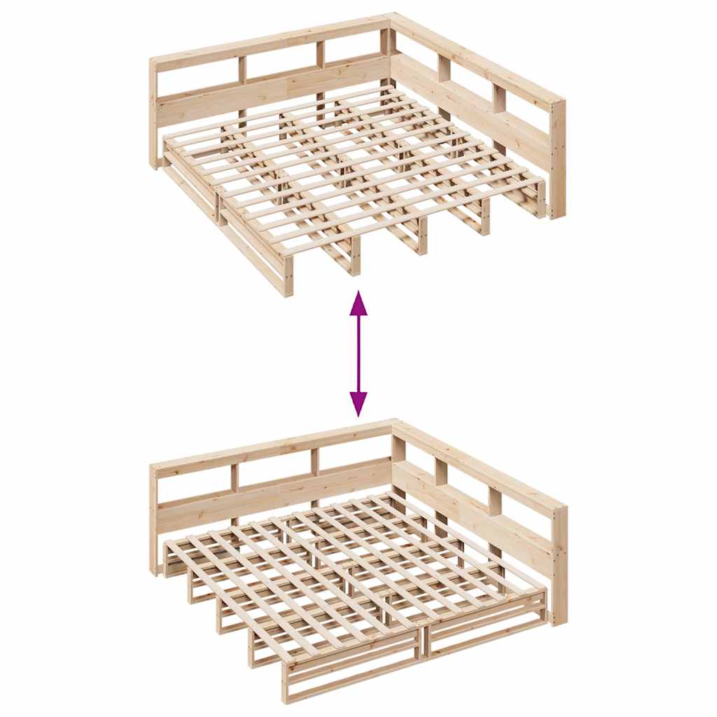 vidaXL Cama con estantería sin colchón madera maciza de pino 200x200cm