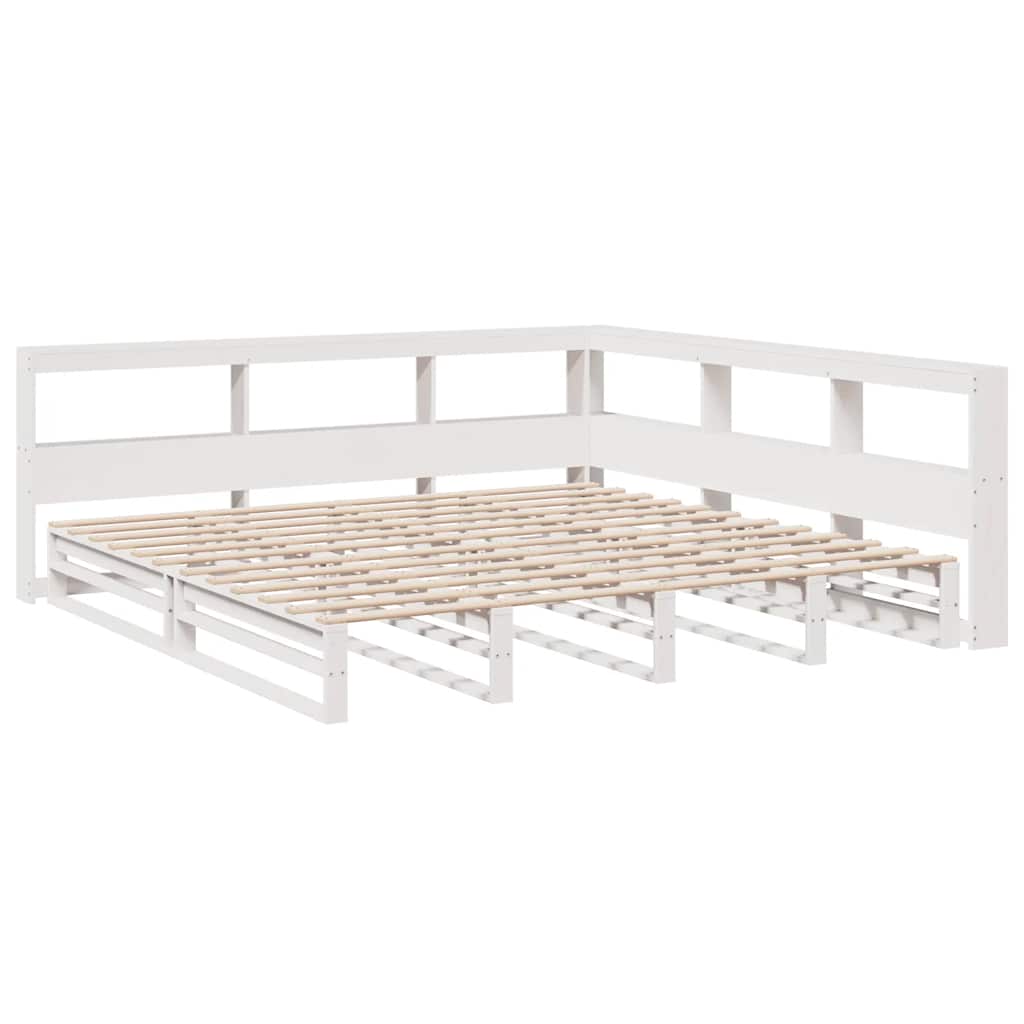 vidaXL Cama con estantería sin colchón madera maciza blanca 200x200 cm