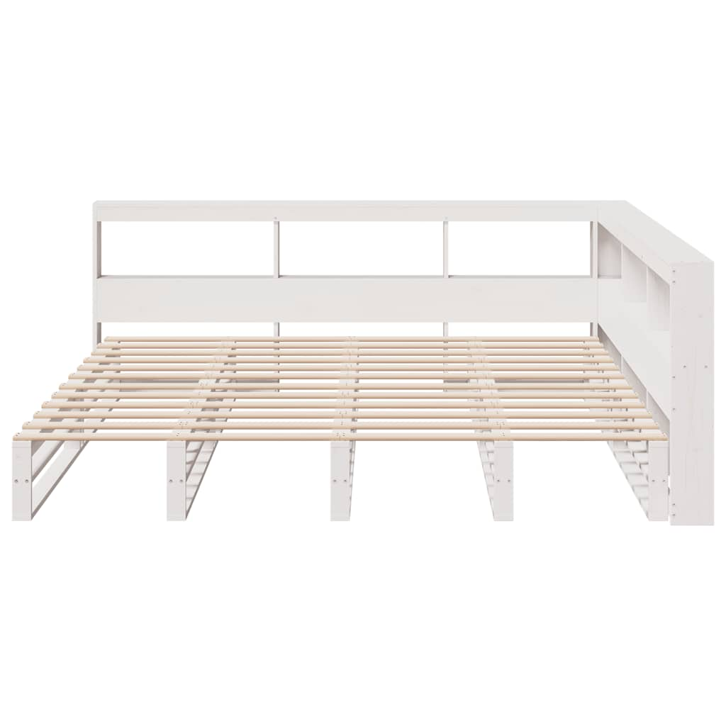 vidaXL Cama con estantería sin colchón madera maciza blanca 200x200 cm