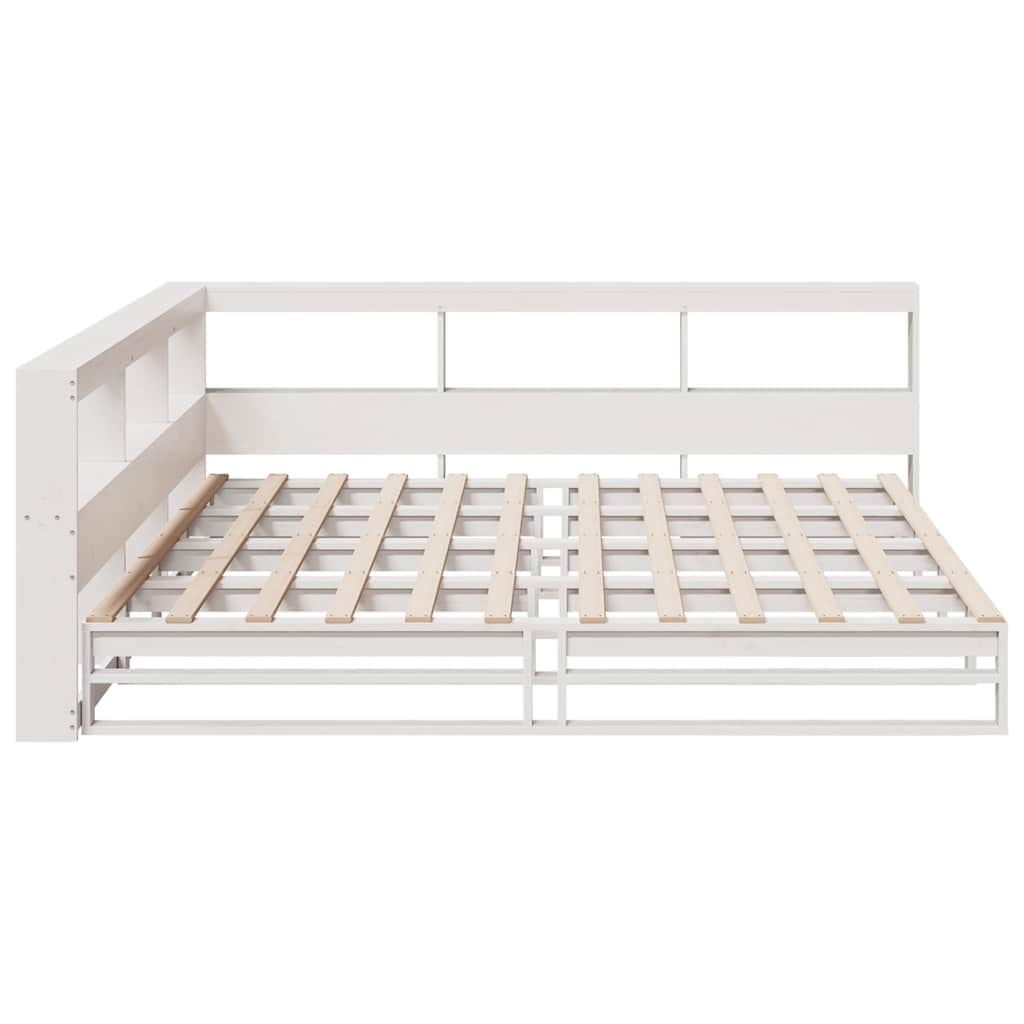 vidaXL Cama con estantería sin colchón madera maciza blanca 200x200 cm