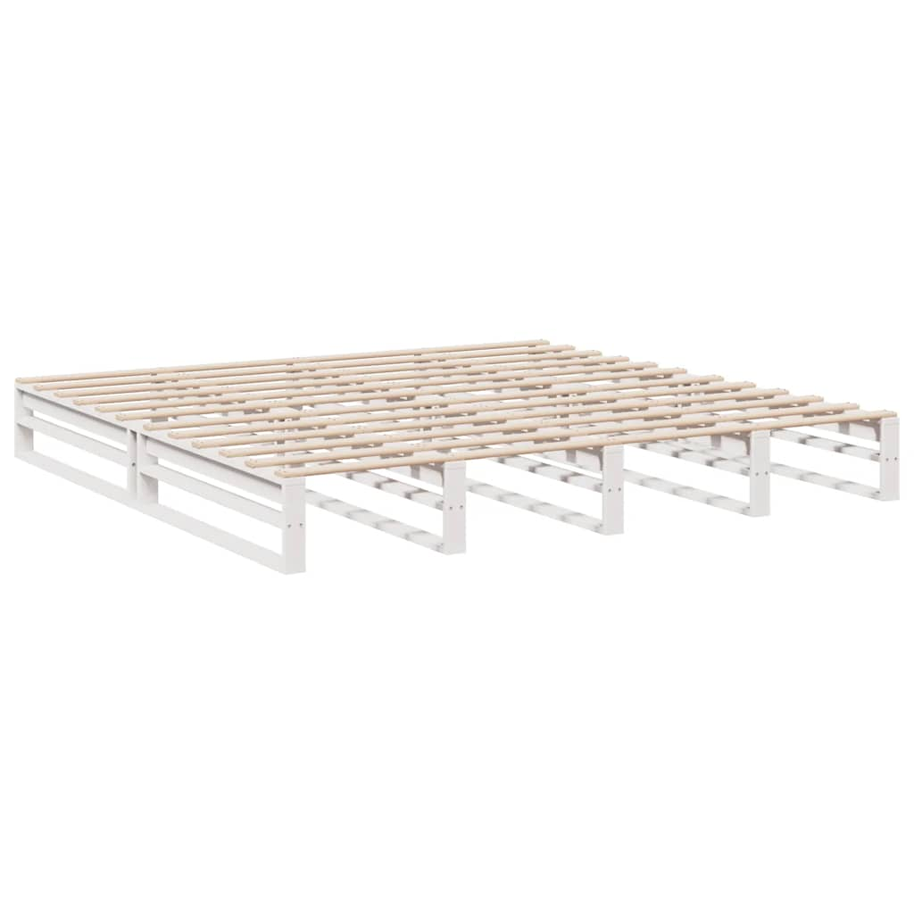 vidaXL Cama con estantería sin colchón madera maciza blanca 200x200 cm