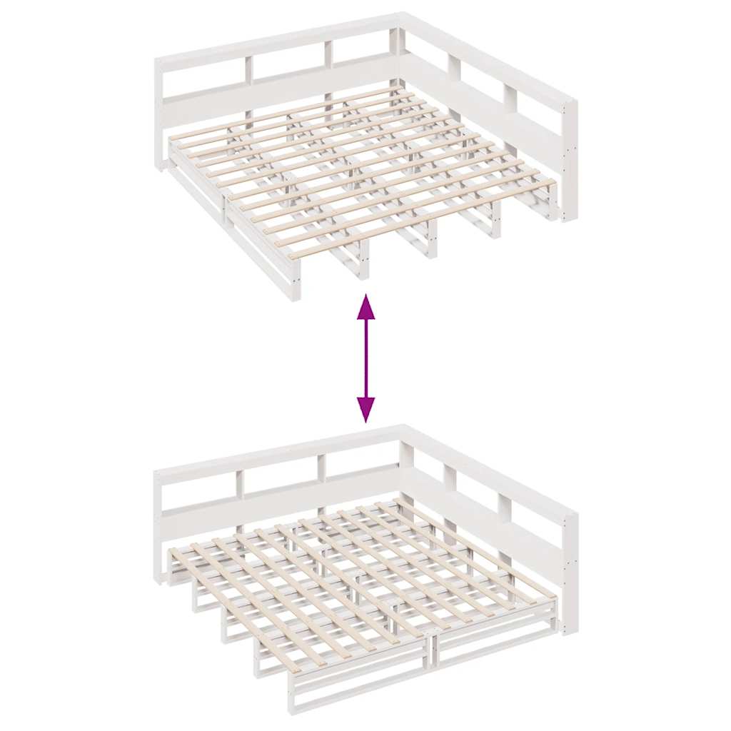 vidaXL Cama con estantería sin colchón madera maciza blanca 200x200 cm