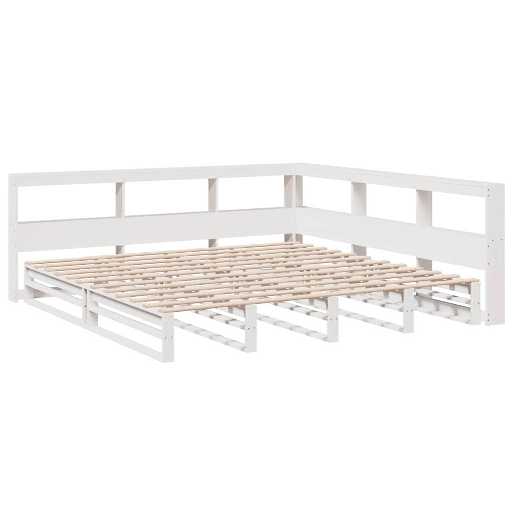 vidaXL Cama con estantería sin colchón madera maciza blanca 180x200 cm