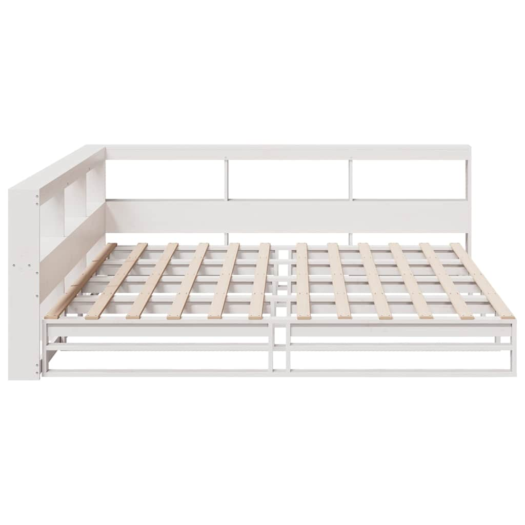 vidaXL Cama con estantería sin colchón madera maciza blanca 180x200 cm