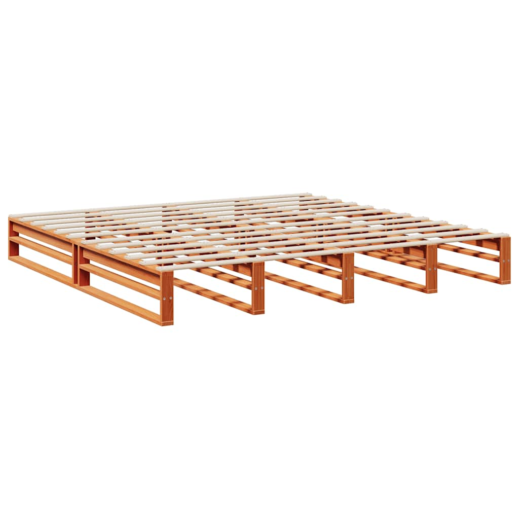 vidaXL Cama con estantería sin colchón madera maciza marrón 180x200cm