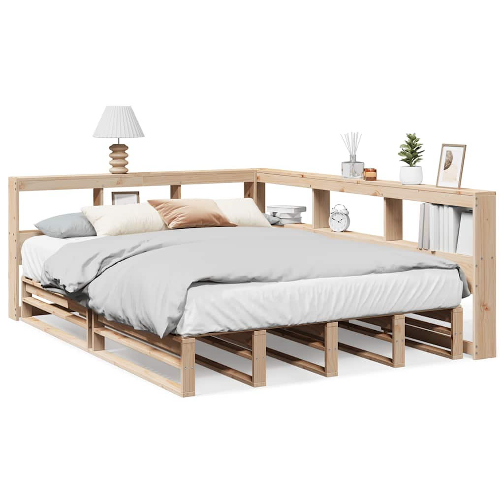 vidaXL Cama con estantería sin colchón madera maciza de pino 160x200cm