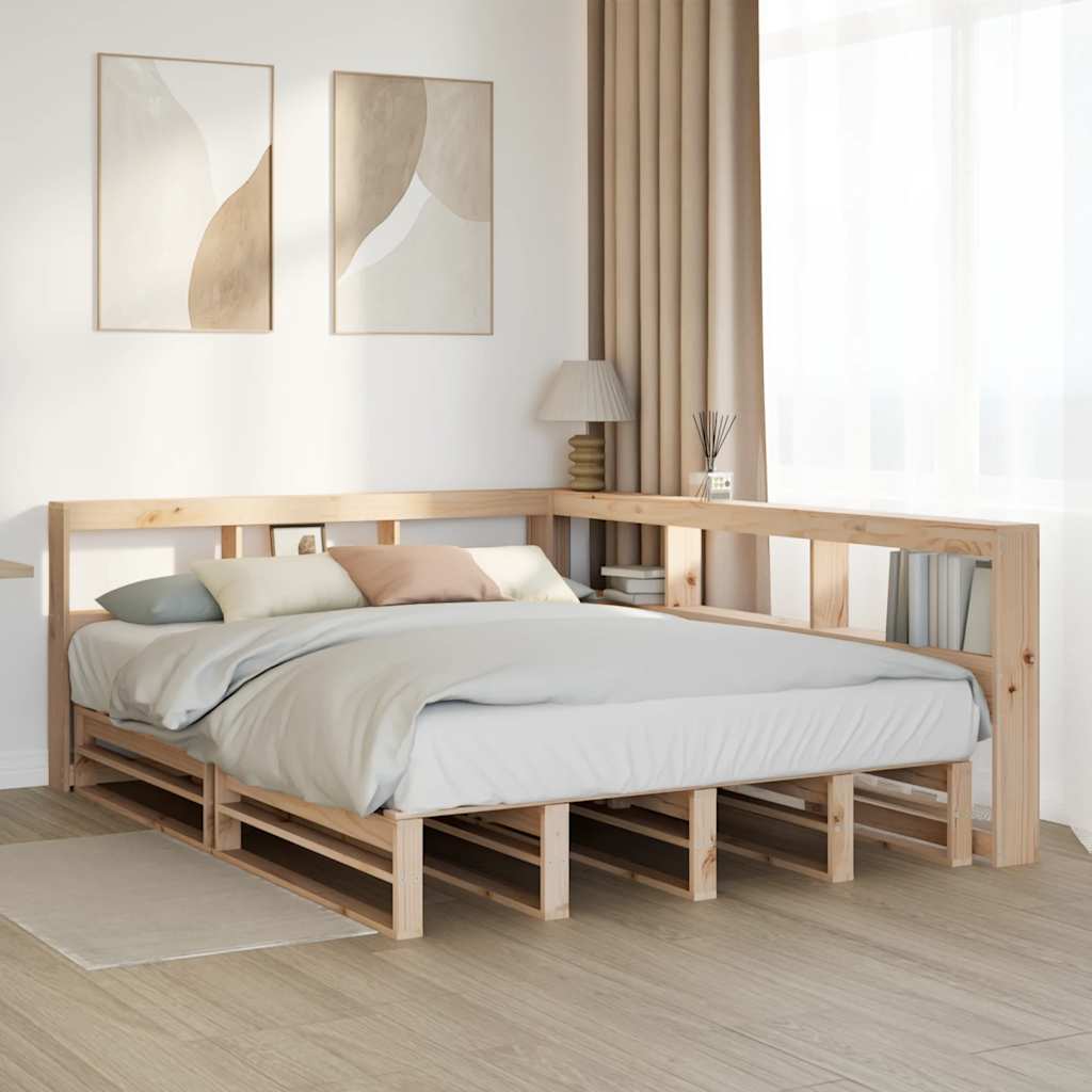 vidaXL Cama con estantería sin colchón madera maciza de pino 160x200cm