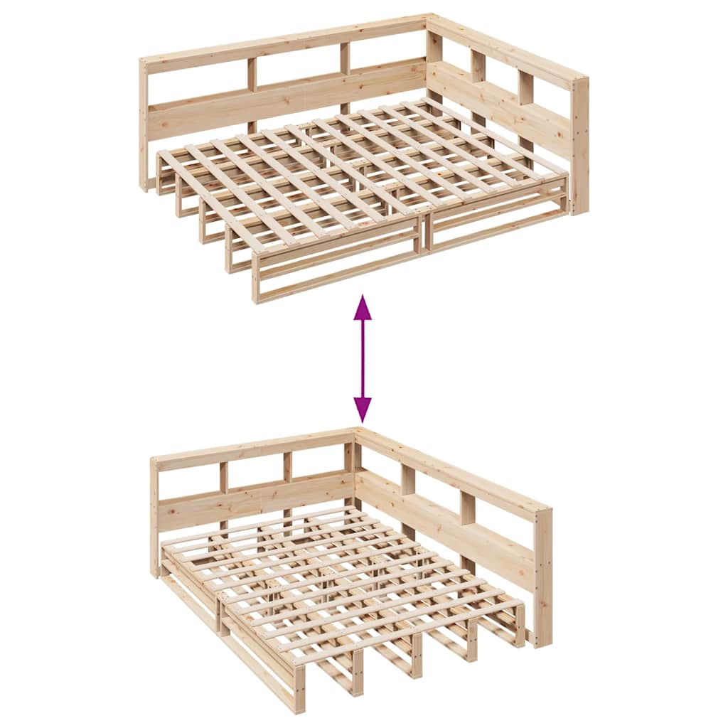 vidaXL Cama con estantería sin colchón madera maciza de pino 160x200cm