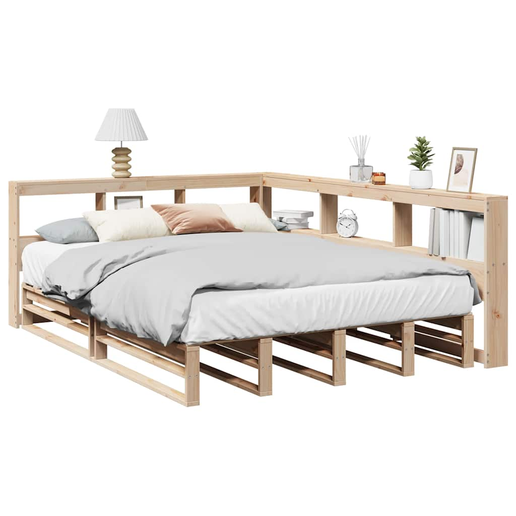 vidaXL Cama con estantería sin colchón madera maciza de pino 160x200cm