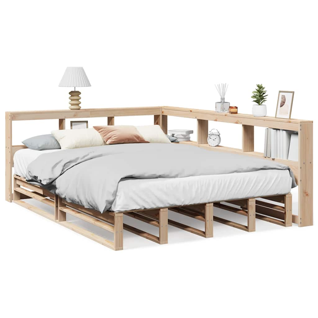 vidaXL Cama con estantería sin colchón madera maciza de pino 150x200cm