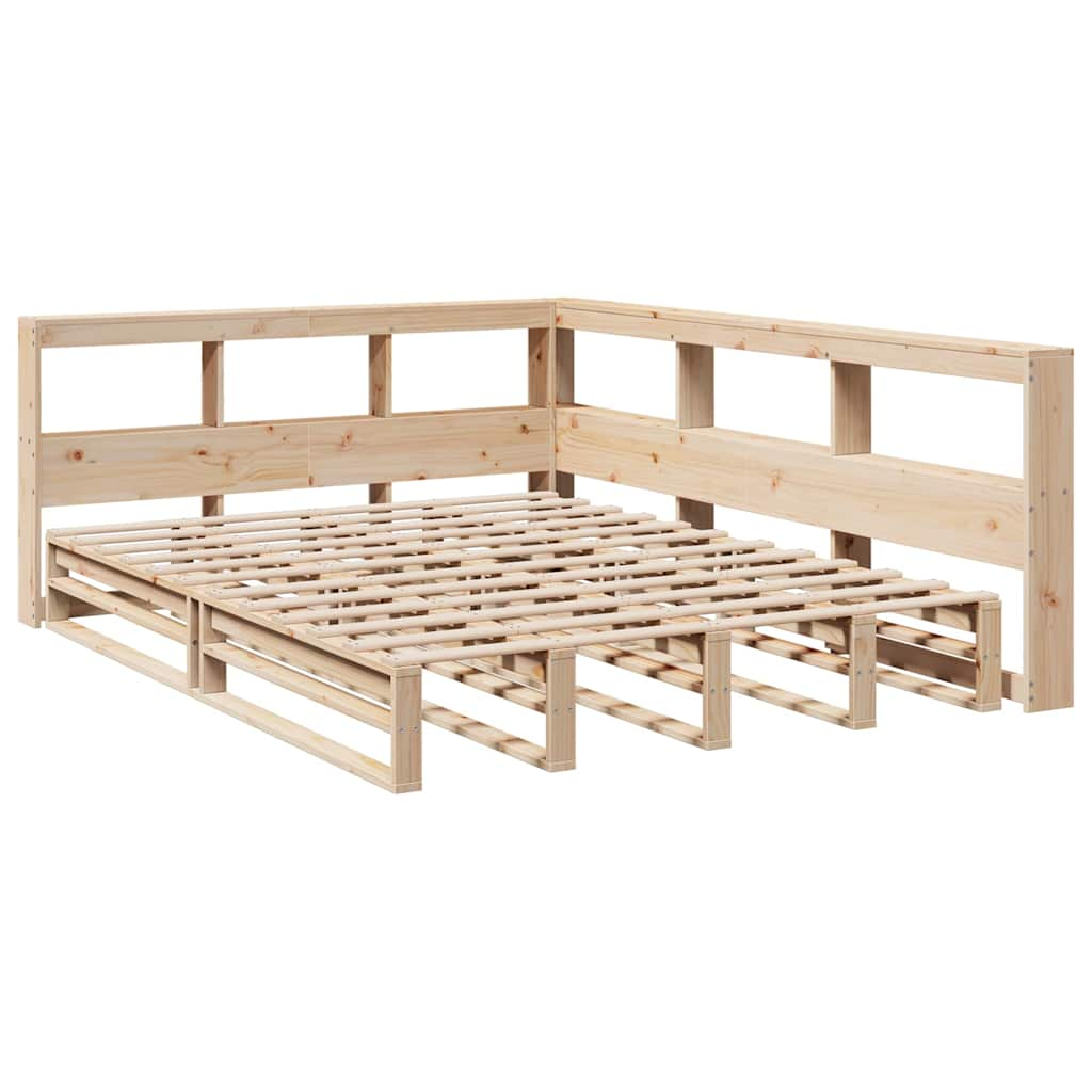 vidaXL Cama con estantería sin colchón madera maciza de pino 150x200cm