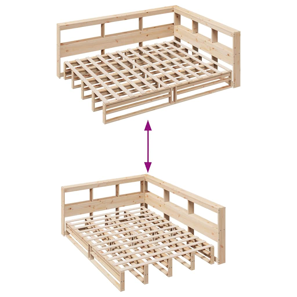 vidaXL Cama con estantería sin colchón madera maciza de pino 150x200cm