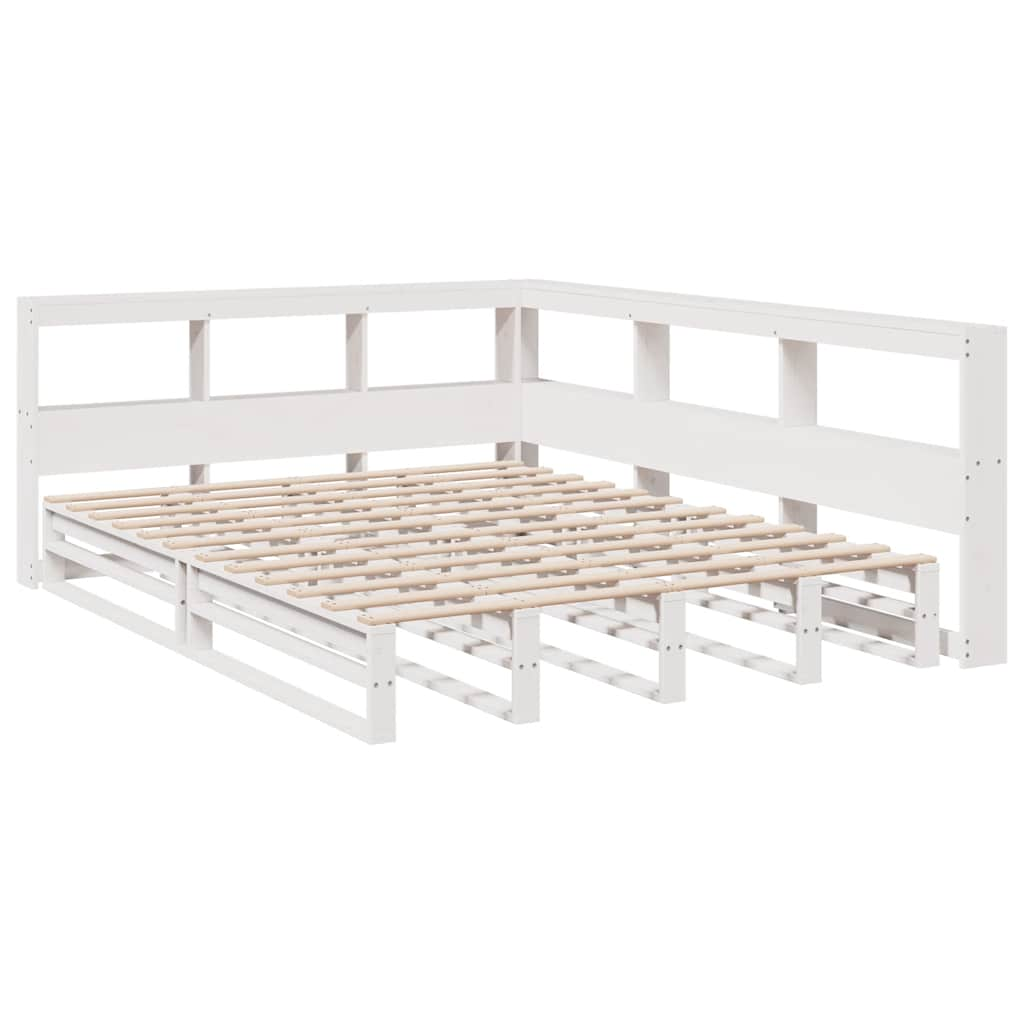 vidaXL Cama con estantería sin colchón madera maciza blanca 150x200 cm