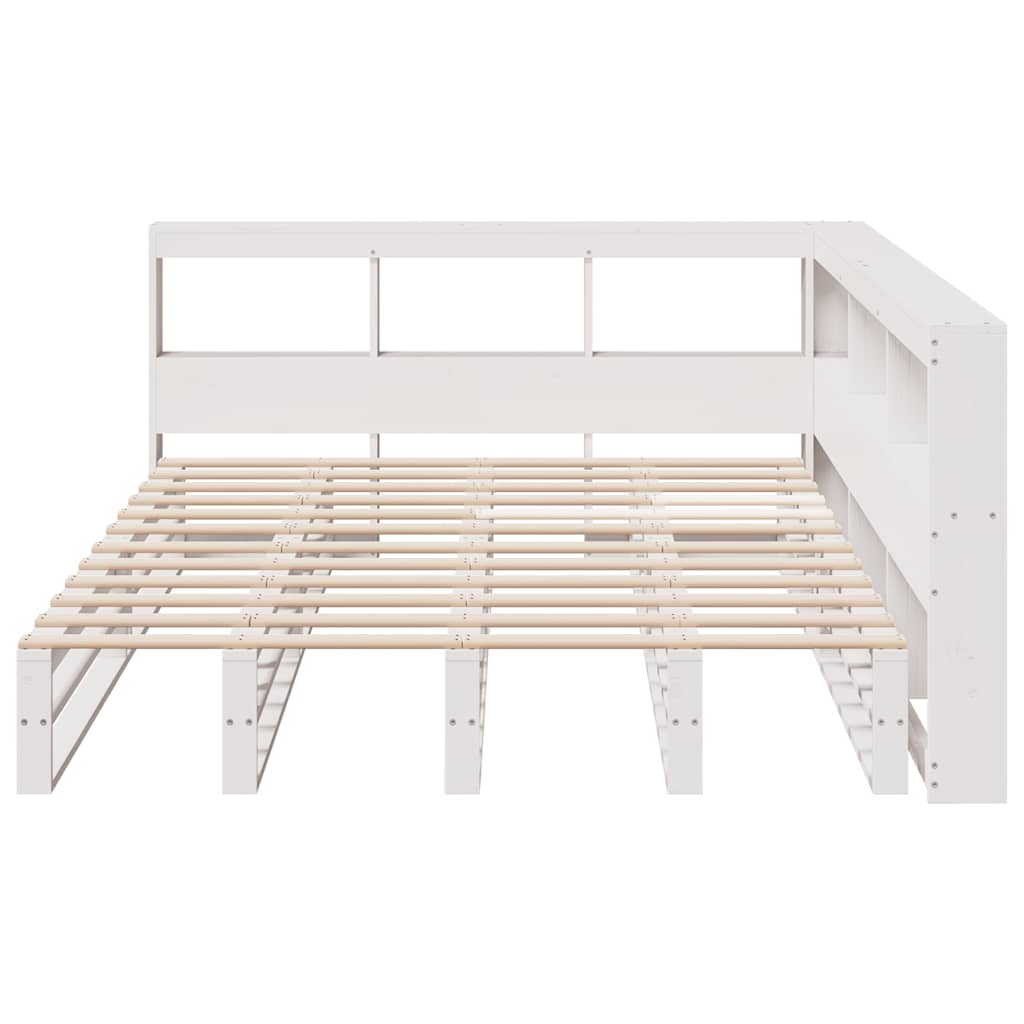 vidaXL Cama con estantería sin colchón madera maciza blanca 150x200 cm