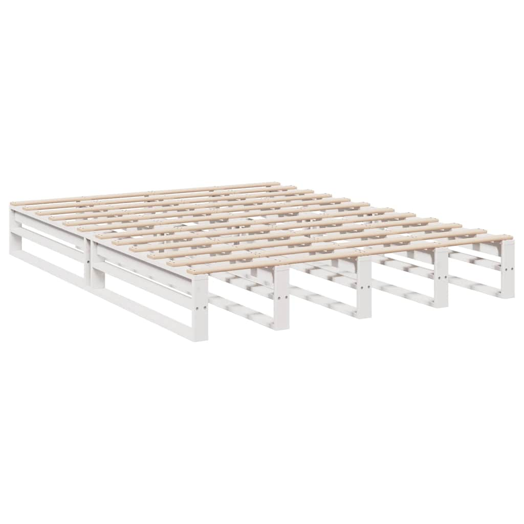 vidaXL Cama con estantería sin colchón madera maciza blanca 150x200 cm