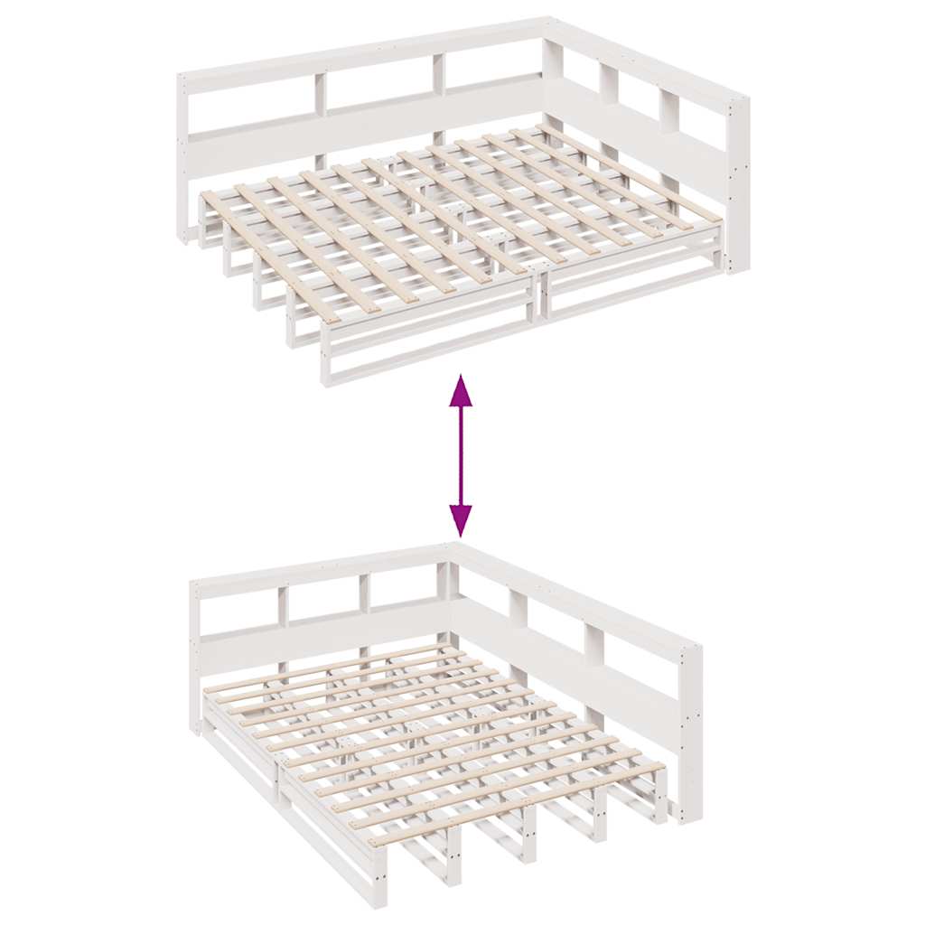 vidaXL Cama con estantería sin colchón madera maciza blanca 150x200 cm