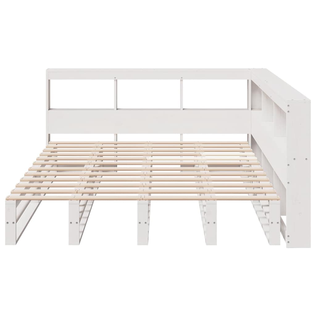 vidaXL Cama con estantería sin colchón madera maciza blanca 140x200 cm