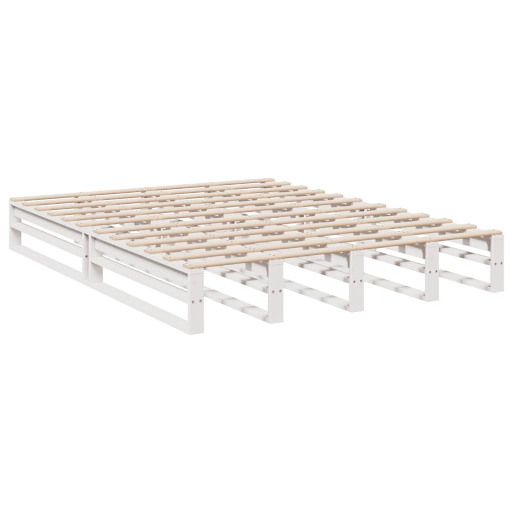 vidaXL Cama con estantería sin colchón madera maciza blanca 140x200 cm