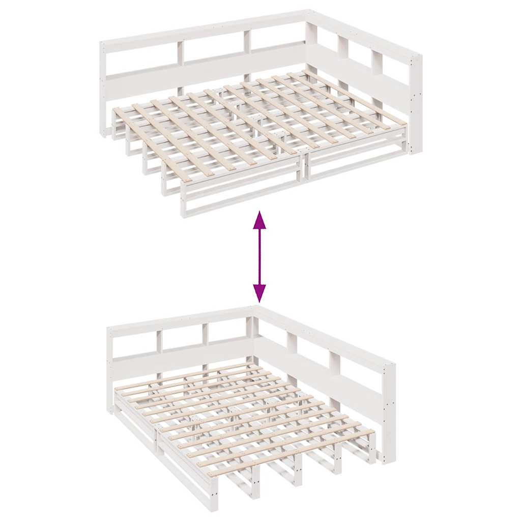 vidaXL Cama con estantería sin colchón madera maciza blanca 140x200 cm