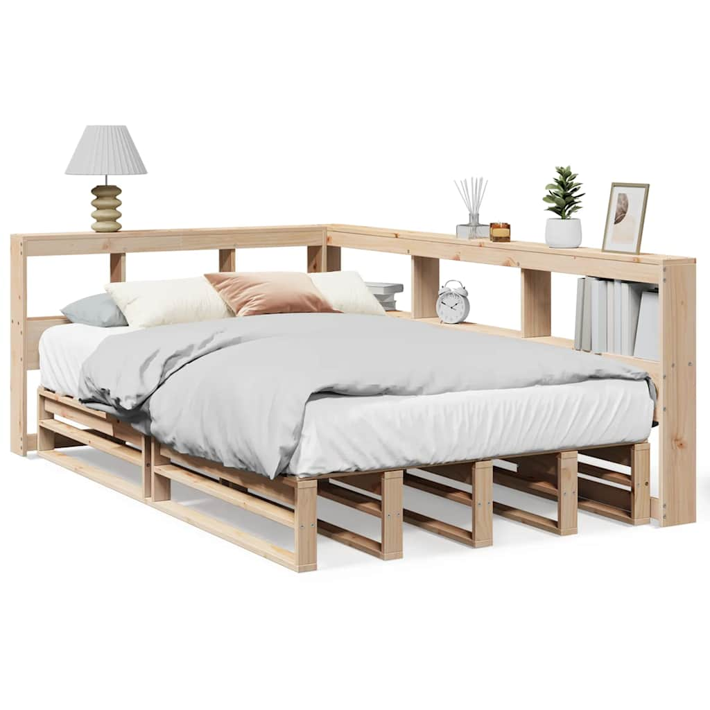 vidaXL Cama con estantería sin colchón madera maciza de pino 120x200cm