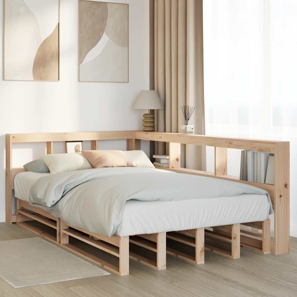 vidaXL Cama con estantería sin colchón madera maciza de pino 120x200cm