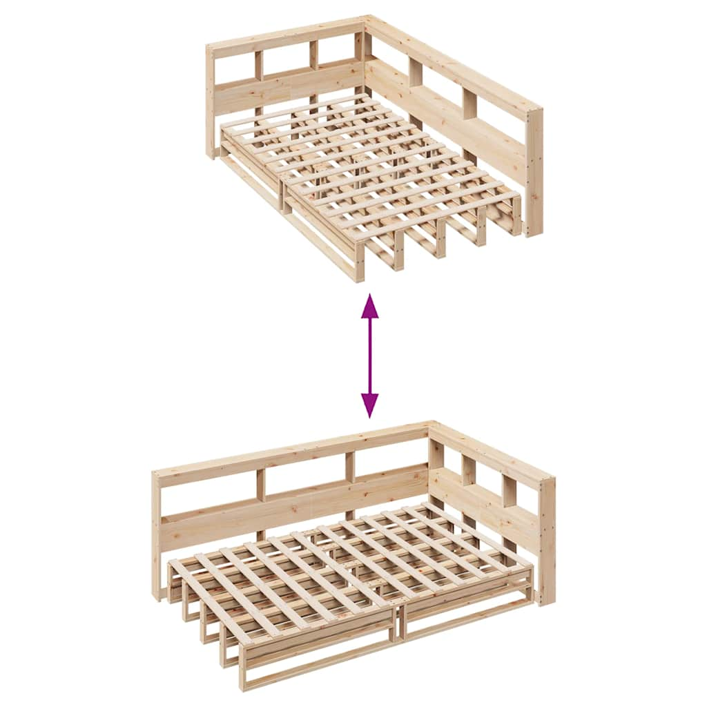 vidaXL Cama con estantería sin colchón madera maciza de pino 120x200cm