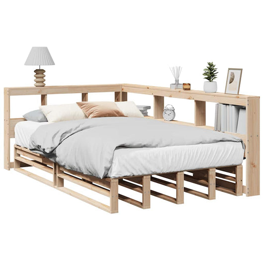 vidaXL Cama con estantería sin colchón madera maciza de pino 120x200cm