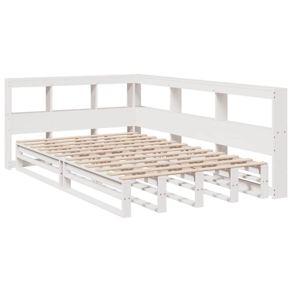 vidaXL Cama con estantería sin colchón madera maciza blanca 120x200 cm