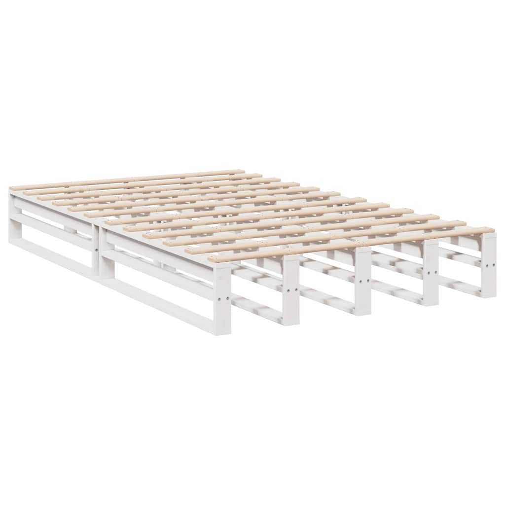 vidaXL Cama con estantería sin colchón madera maciza blanca 120x200 cm